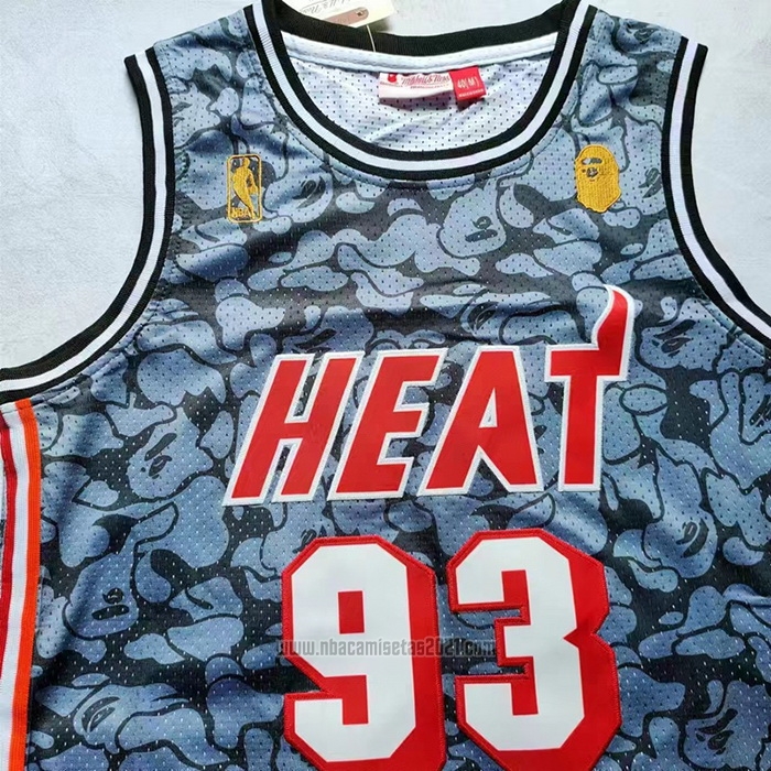 Camiseta Miami Heat Bape #93 Hardwood Classic Negro